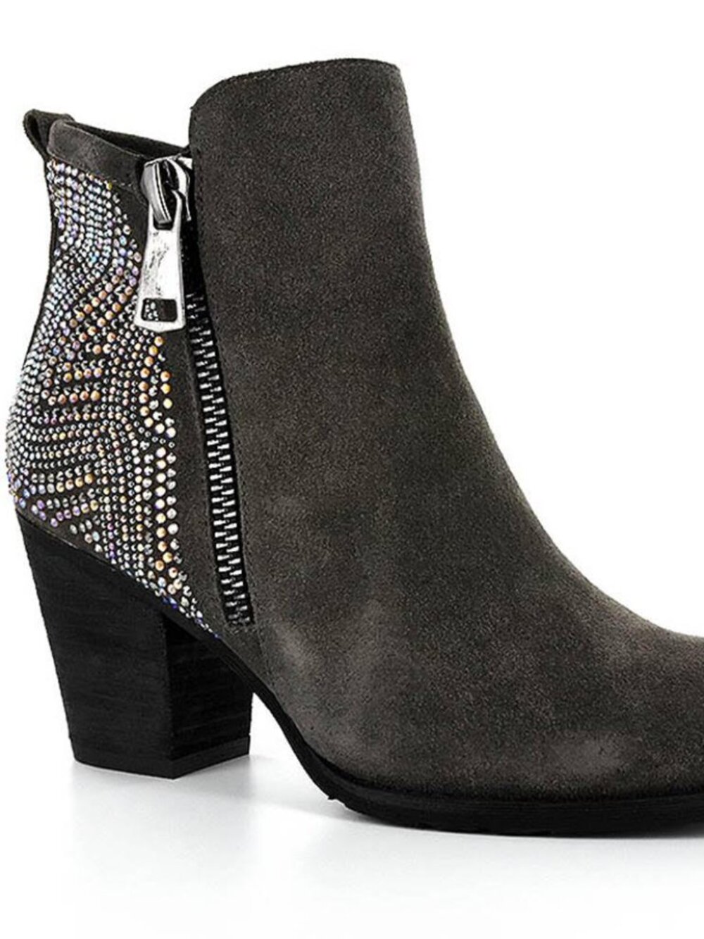Genuine Leather Suede Gray Bling Booties, Boutique, "Fancy That!" Gray Booties